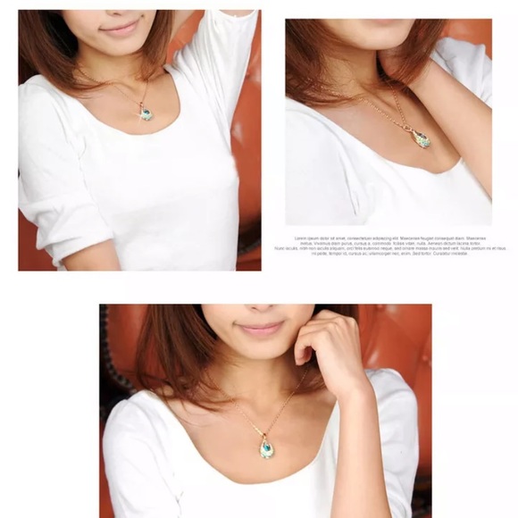 Necklace Gold Genuine Rhinestone Crystal Dangle - Picture 3 of 3